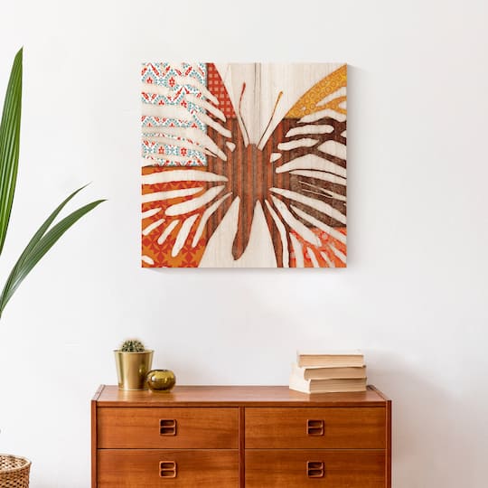 Warm Butterfly Sillhouette 20" x 20" Canvas Wall Art